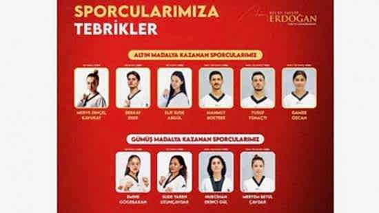 Sayın Cumhurbaşkanımız’dan Taekwondo Milli Takımımıza Tebrik Mesajı